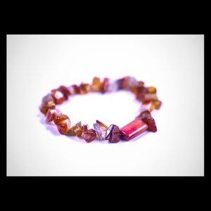 Carnelian Crystal/Chakra/Reiki Healing Raw Precious Stone Chip Bracelet Band